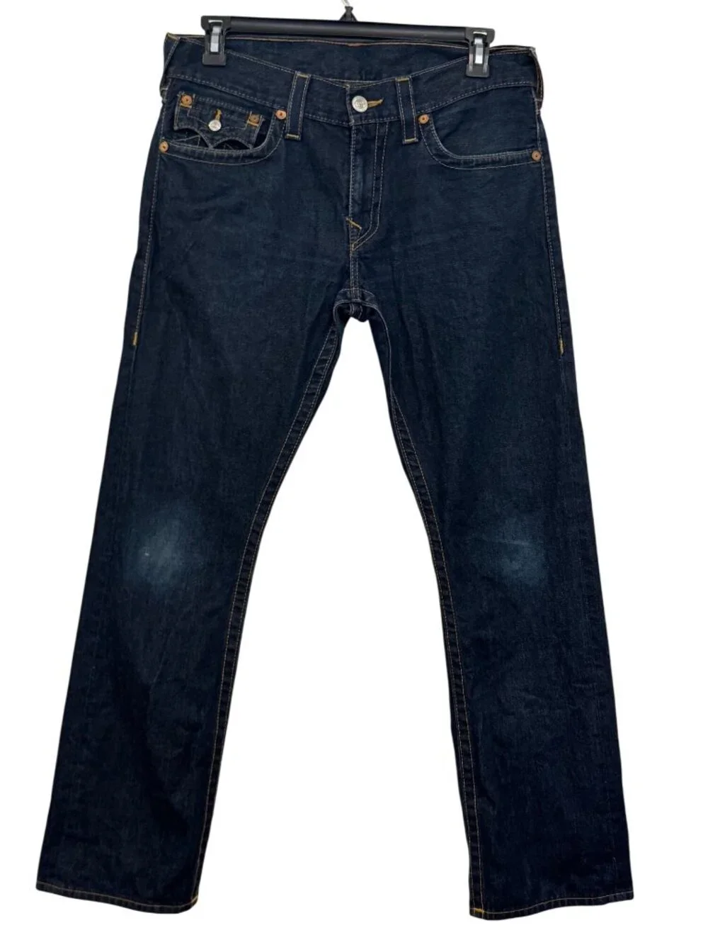 True Religion Mens Straight Leg Dark Wash Jeans Size 33 Made In Mexico
